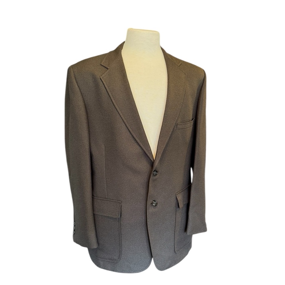 Barclay’s Vintage Brown Polyester Notched Collar Blazer See Measurements